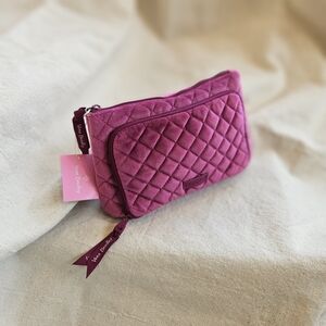 NWT Vera Bradley Majestic Magenta Compact Organizer Quilted Velvet Makeup Bag